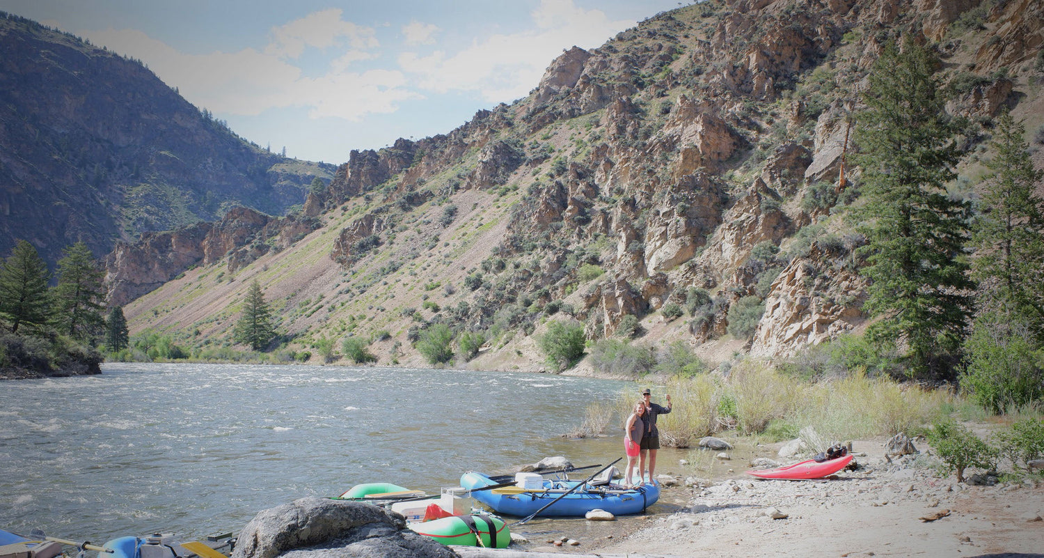 A couple rafting on the Salmon River in Idaho