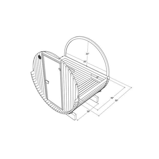 Barrel sauna diagram side cut