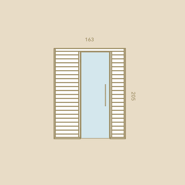 Baia sauna cabin front view specs