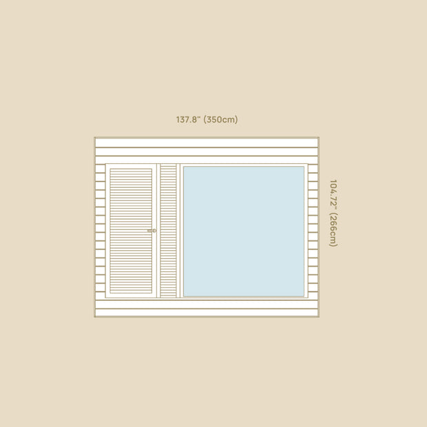 Front view spec drawings of the Natura cabin sauna