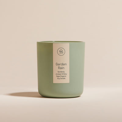 Front of Garden Rain Organic Soy Wax Candle