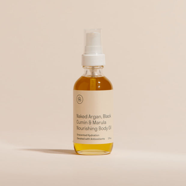 Front view of the mini Naked Argan & Marula Body Oil